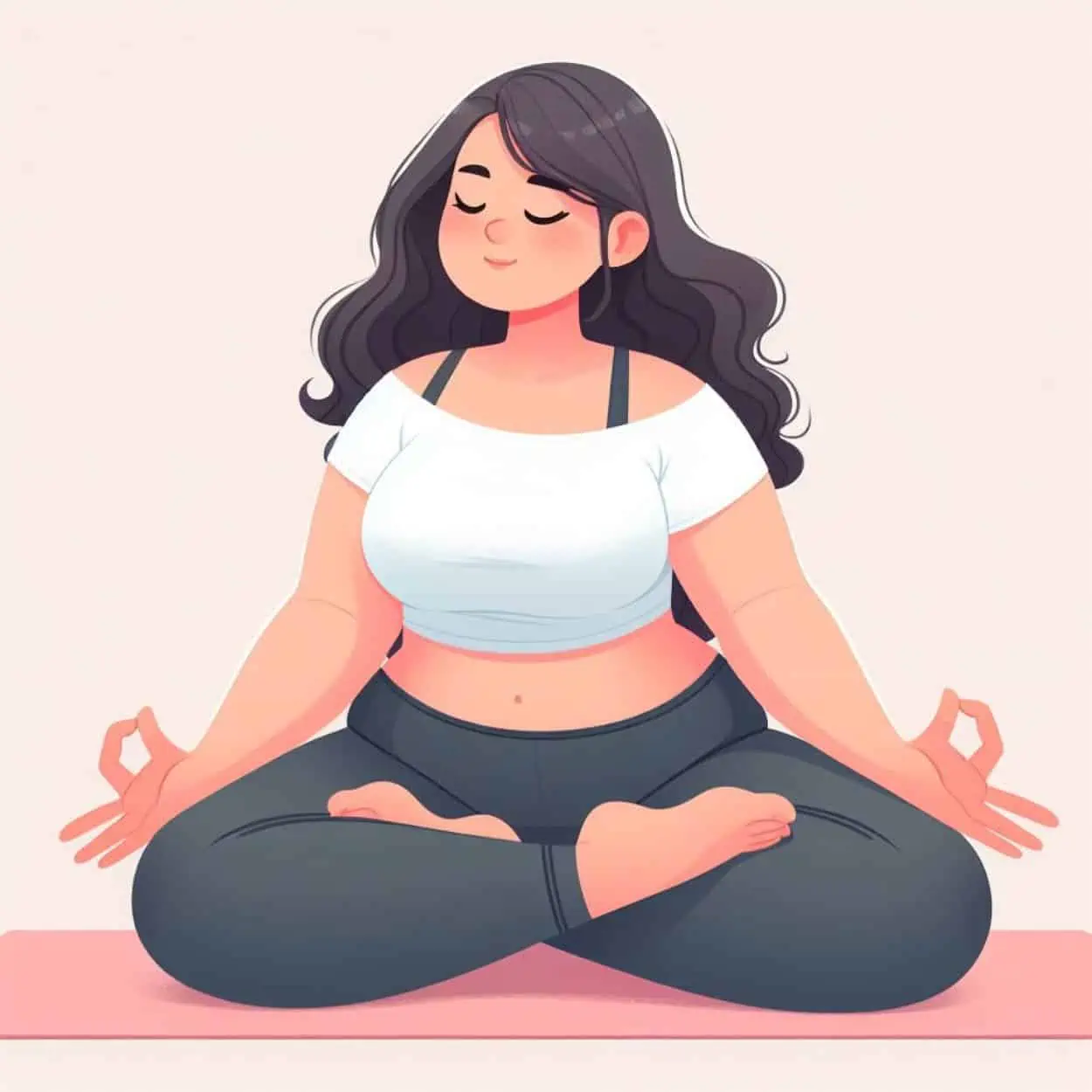 In this image a fat girl is practicing yoga mudra to lose weight