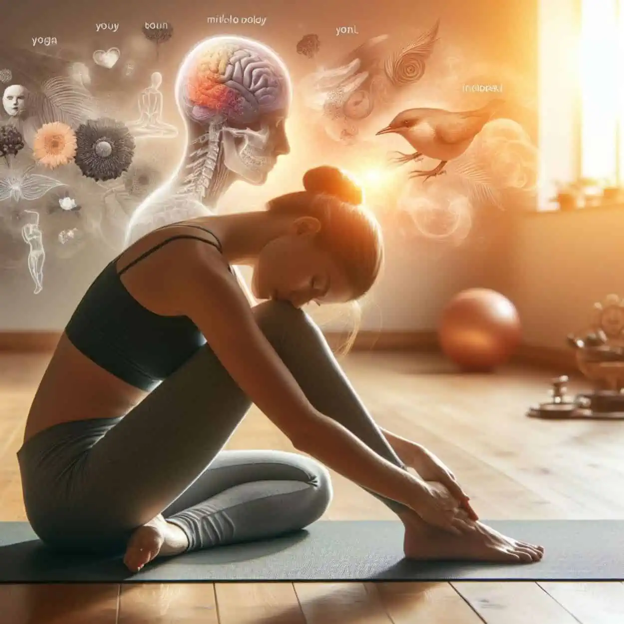 In this image a girl is doing yin yoga to balance mind and body