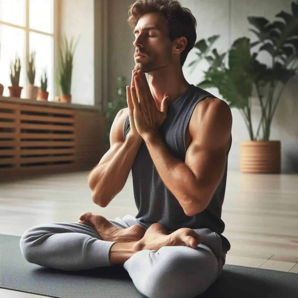In this image a person is practicing Khechari Mudra